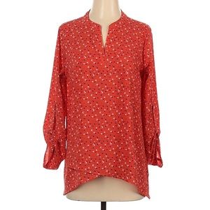 Gibson top size XL 3/4 cuff sleeve; orange pattern; good condition